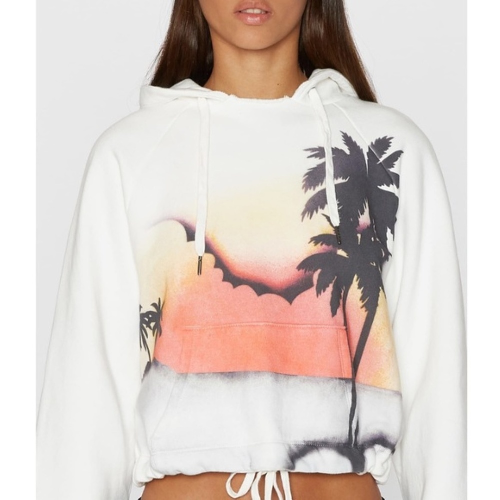 Pam & Gela Palm Tree Graffiti Crop Pullover Hoodie - Picture 6 of 6